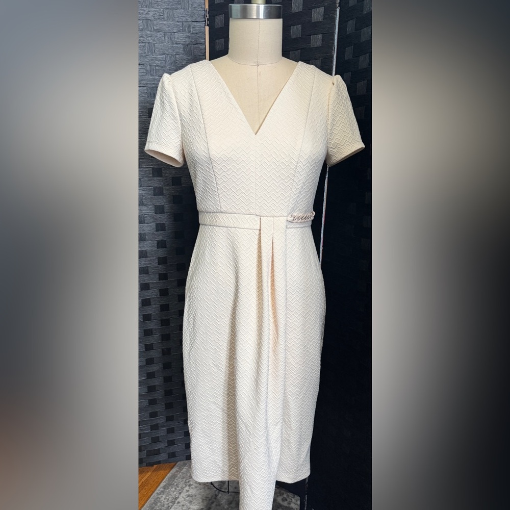 London Times Cream Midi Dress